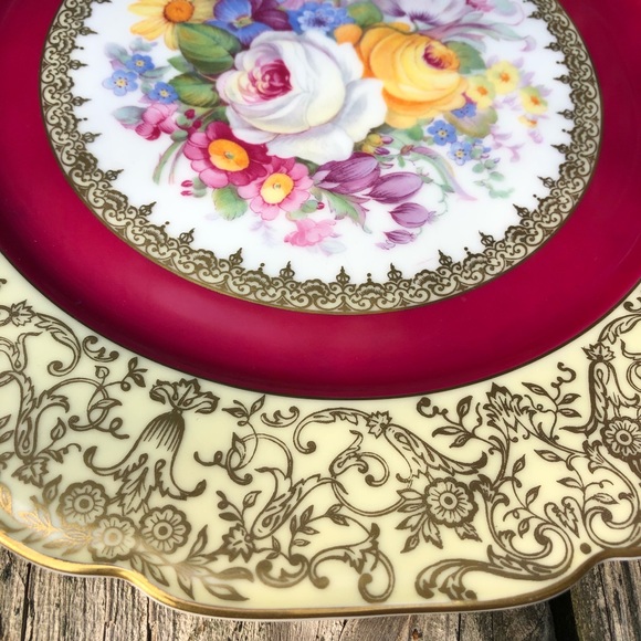 One Vintage Bohemia for Macy’s Floral China Dinner Size Plate - Gold Scroll Trim - Picture 4 of 6